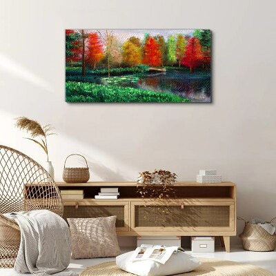 Tableau sur toile Paysage d'automne au bord du lac
