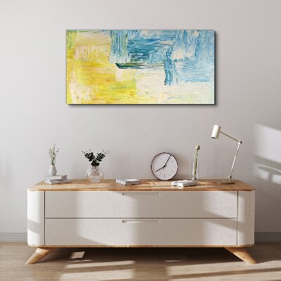 Tableau toile imprimée Composition abstraite en jaune et bleu
