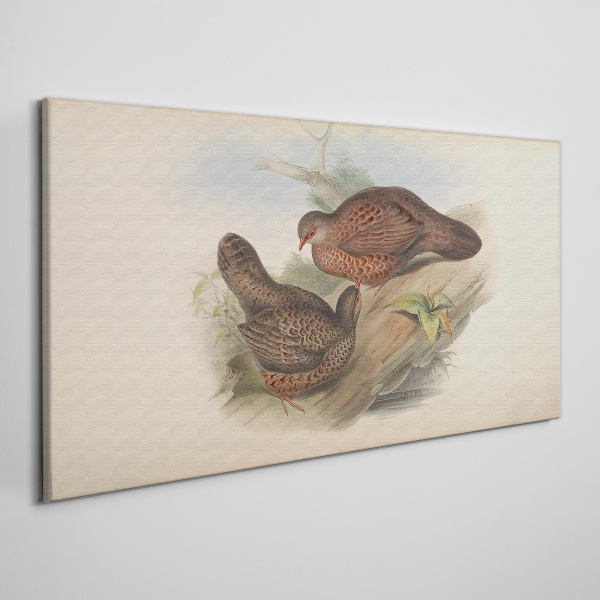 Tableau imprimé sur toile Deux oiseaux sur une branche