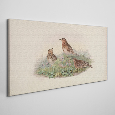Tableau sur toile Oiseaux sur fond de fleurs