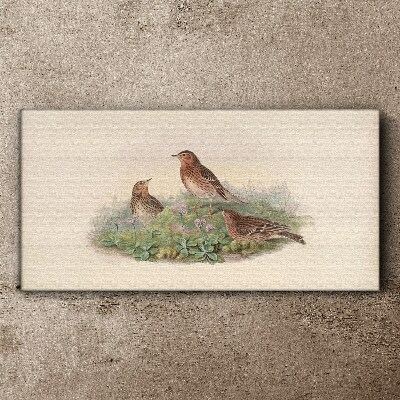 Tableau sur toile Oiseaux sur fond de fleurs