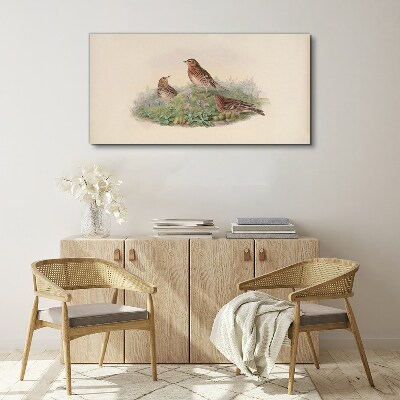 Tableau sur toile Oiseaux sur fond de fleurs