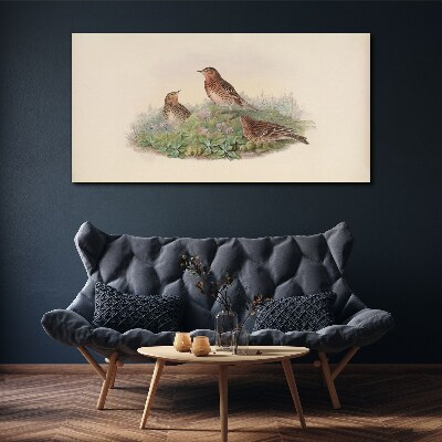 Tableau sur toile Oiseaux sur fond de fleurs