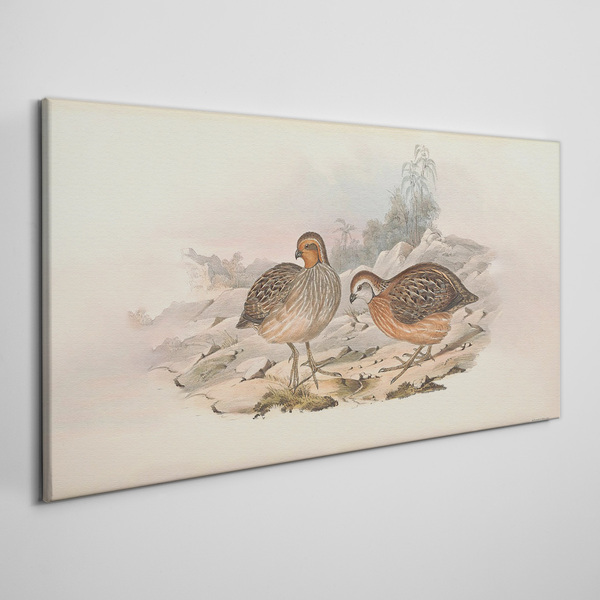 Tableau toile imprimée Un couple d'oiseaux sur un fond délicat
