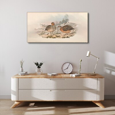 Tableau toile imprimée Un couple d'oiseaux sur un fond délicat