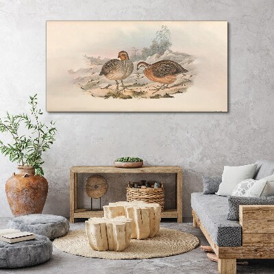 Tableau toile imprimée Un couple d'oiseaux sur un fond délicat