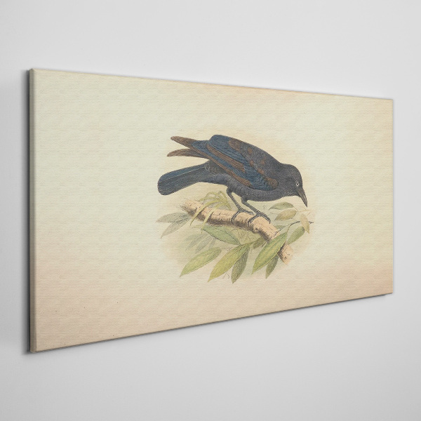 Tableau toile imprimée Oiseau noir sur une branche