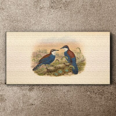 Tableau sur toile Des oiseaux qui parlent dans un décor pastel