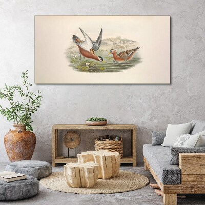 Tableau imprimé sur toile Oiseaux au-dessus de l'eau