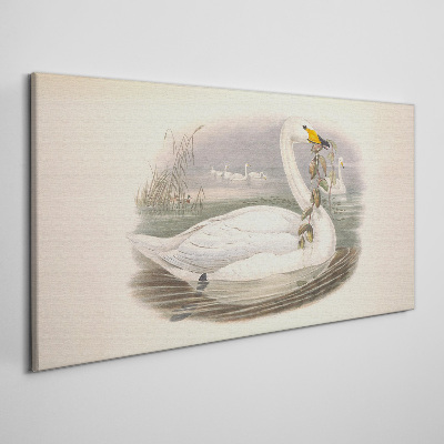 Tableau sur toile Cygne avec une brindille