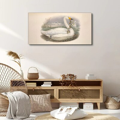 Tableau sur toile Cygne avec une brindille