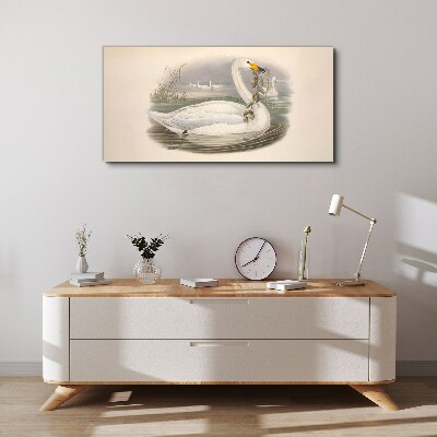 Tableau sur toile Cygne avec une brindille