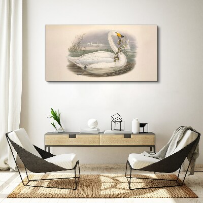 Tableau sur toile Cygne avec une brindille