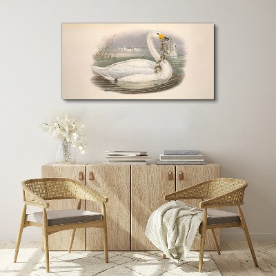 Tableau sur toile Cygne avec une brindille