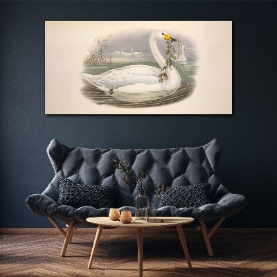 Tableau sur toile Cygne avec une brindille