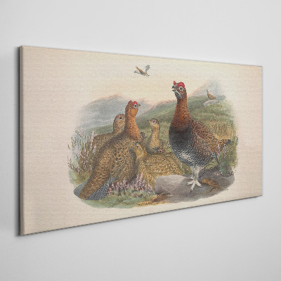 Tableau toile imprimée Une famille d'oiseaux dans leur habitat naturel