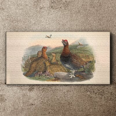 Tableau toile imprimée Une famille d'oiseaux dans leur habitat naturel