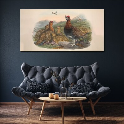 Tableau toile imprimée Une famille d'oiseaux dans leur habitat naturel