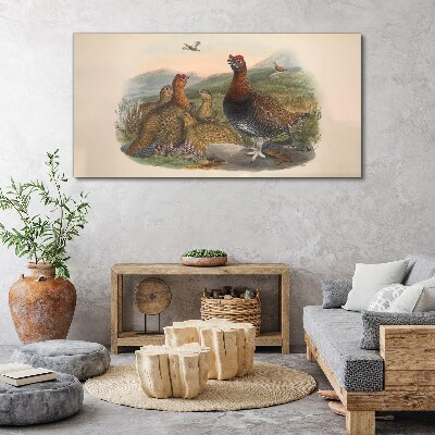 Tableau toile imprimée Une famille d'oiseaux dans leur habitat naturel