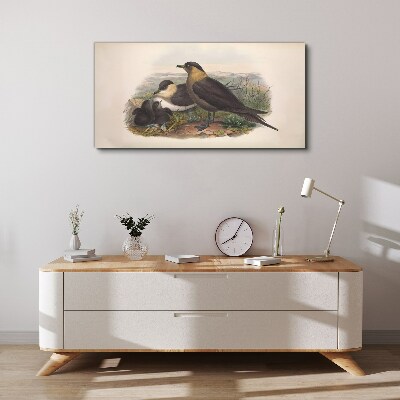 Tableau imprimé sur toile Une famille d'oiseaux sur un nid