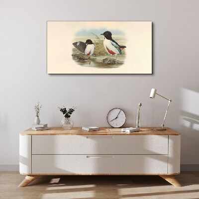 Tableau toile imprimée Oiseaux au-dessus de l'eau