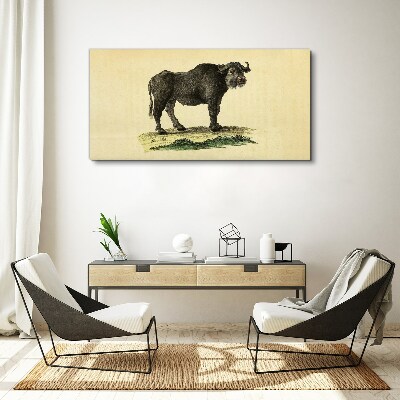 Tableau sur toile Buffle sur fond naturel