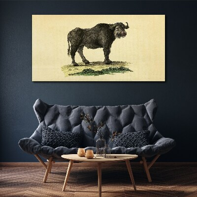 Tableau sur toile Buffle sur fond naturel