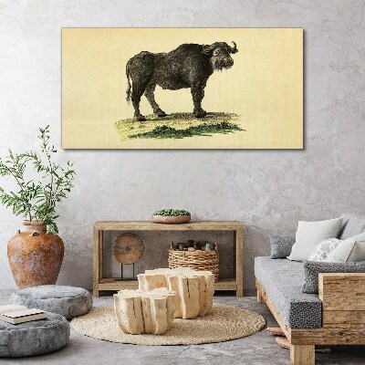 Tableau sur toile Buffle sur fond naturel