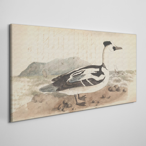 Tableau imprimé sur toile Un canard sur un paysage marin