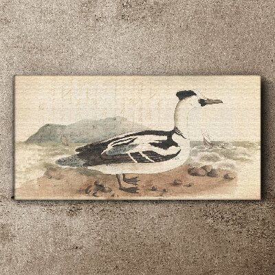Tableau imprimé sur toile Un canard sur un paysage marin