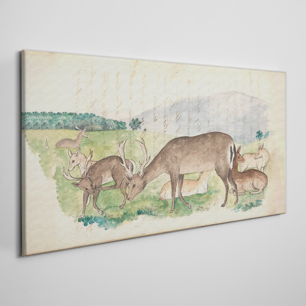 Tableau imprimé sur toile Un paysage paisible avec un cerf