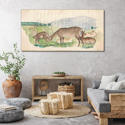 Tableau imprimé sur toile Un paysage paisible avec un cerf