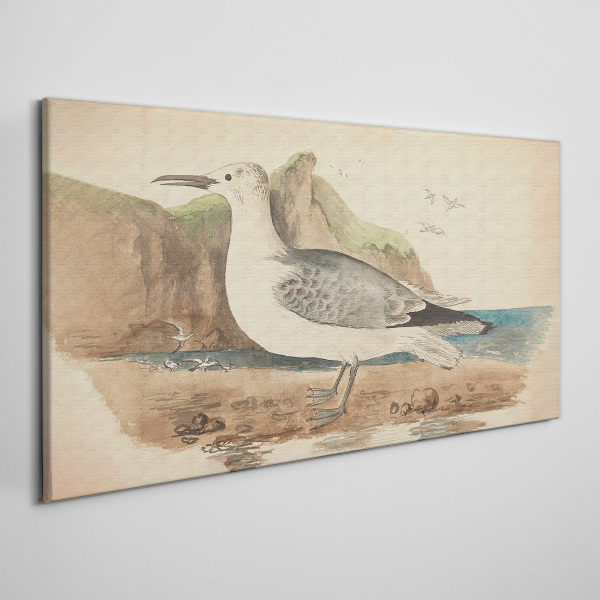Tableau imprimé sur toile Oiseau de mer sur la plage