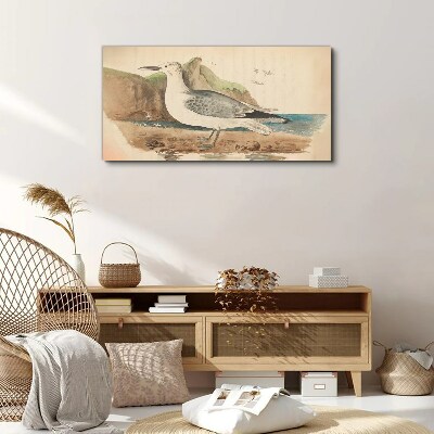 Tableau imprimé sur toile Oiseau de mer sur la plage