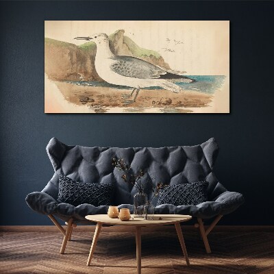 Tableau imprimé sur toile Oiseau de mer sur la plage