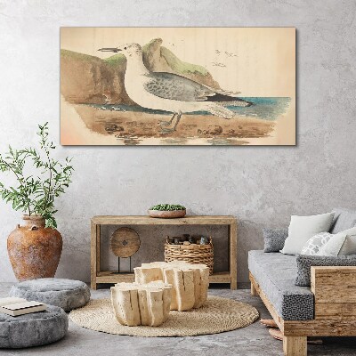 Tableau imprimé sur toile Oiseau de mer sur la plage
