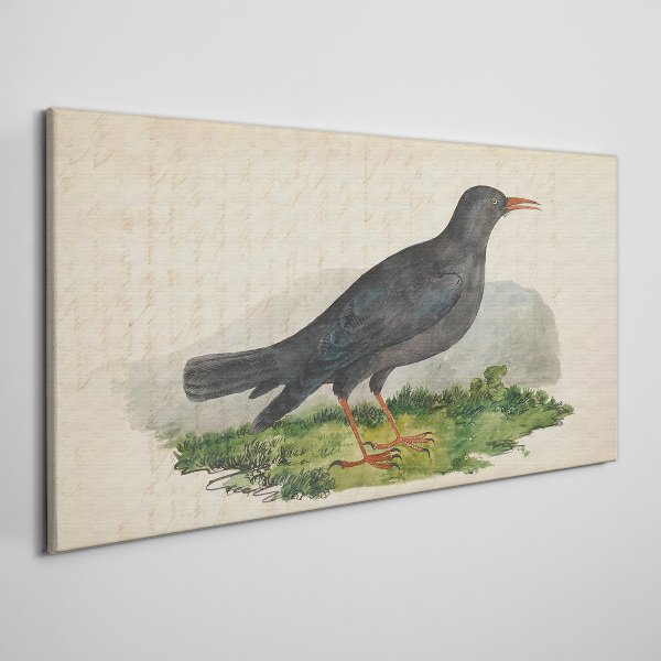 Tableau toile imprimée Un oiseau sur fond vert