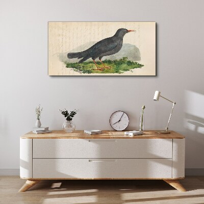 Tableau toile imprimée Un oiseau sur fond vert