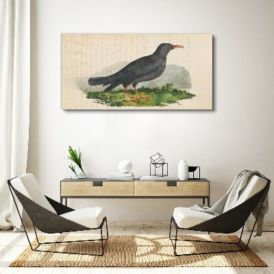 Tableau toile imprimée Un oiseau sur fond vert