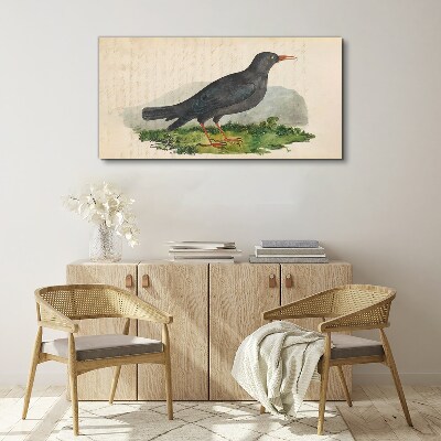 Tableau toile imprimée Un oiseau sur fond vert