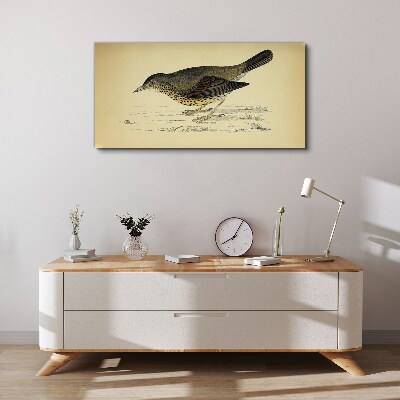 Tableau imprimé sur toile Un oiseau sur fond beige