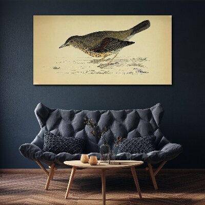 Tableau imprimé sur toile Un oiseau sur fond beige
