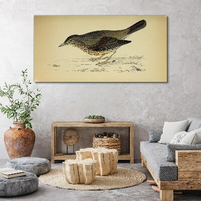 Tableau imprimé sur toile Un oiseau sur fond beige