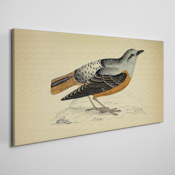 Tableau toile imprimée Un oiseau aux tons pastel