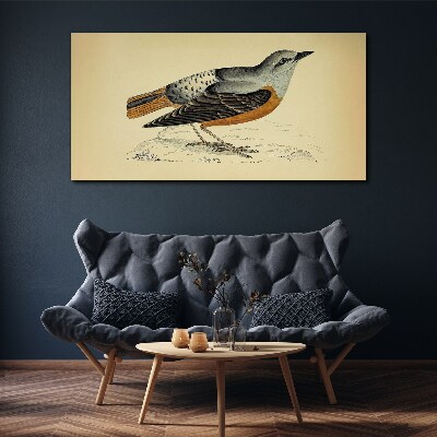 Tableau toile imprimée Un oiseau aux tons pastel