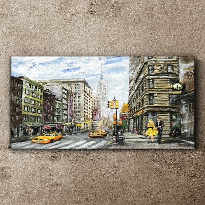 Tableau sur toile Rue de New York en taxis jaunes