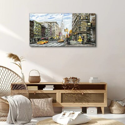 Tableau sur toile Rue de New York en taxis jaunes