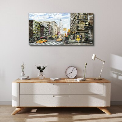 Tableau sur toile Rue de New York en taxis jaunes