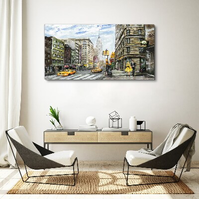 Tableau sur toile Rue de New York en taxis jaunes
