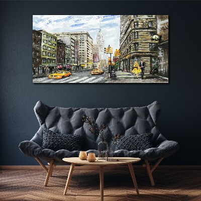 Tableau sur toile Rue de New York en taxis jaunes